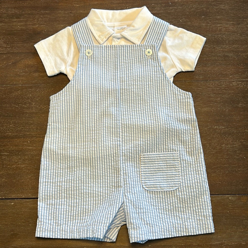 New Starting Out Blue Seersucker 2-Piece Romper
